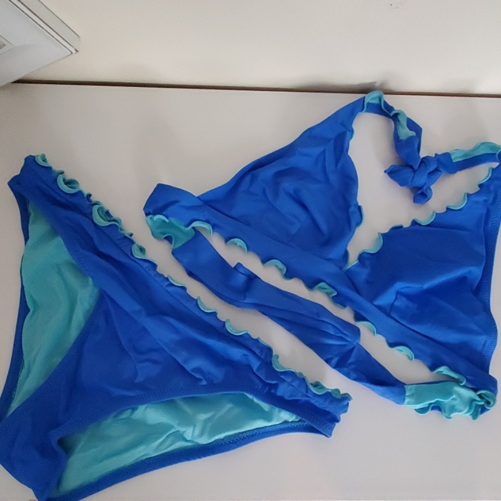 Blue Scalloped Edge Bikini